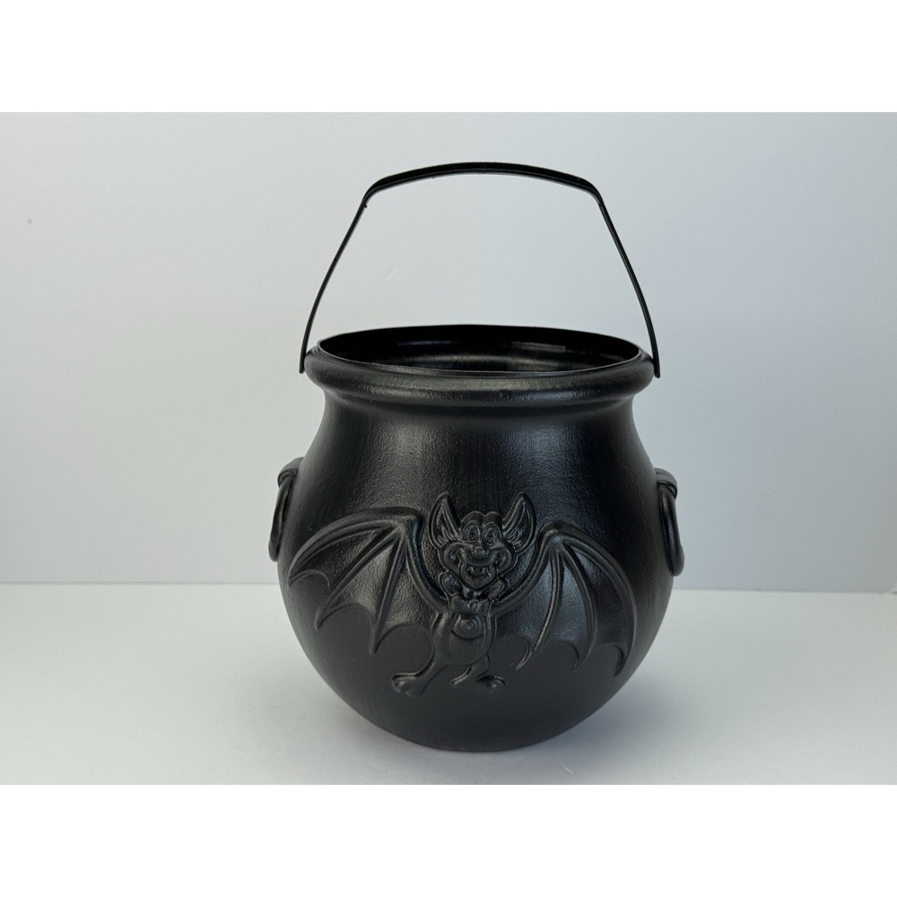Vintage Halloween General Foam Witch CAULDRON Bat Blow Mold Candy Pail Bucket - Picture 3 of 13